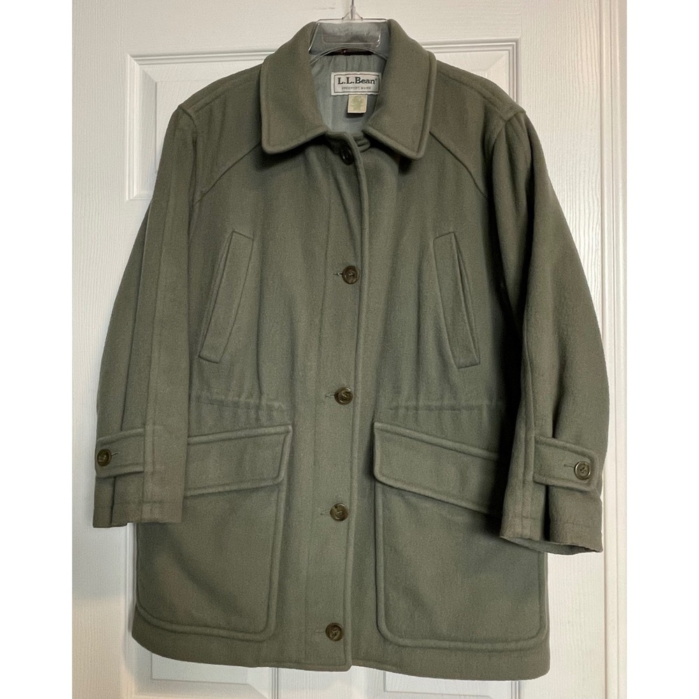 Vintage L.L.Bean Wool Alpaca‎ Thinsulate Field Coat Sage Green S Petite Made USA
